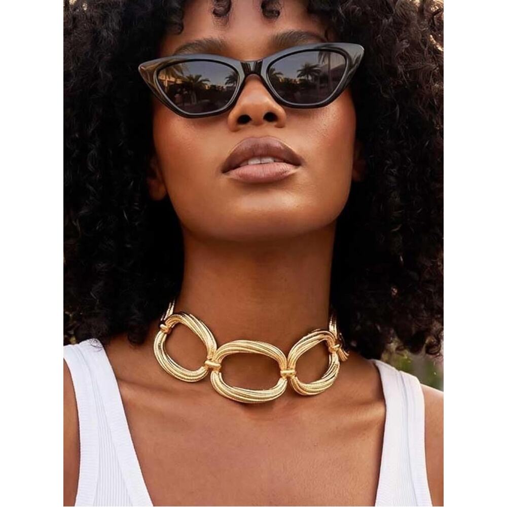 Anthropologie Gold Plated Stainless Steel Chunky Chain Choker Statement - Picture 4 of 8